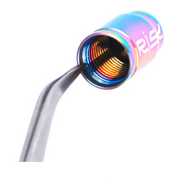 Titanium Oil Slick & Golden Presta Valve Cap Kit