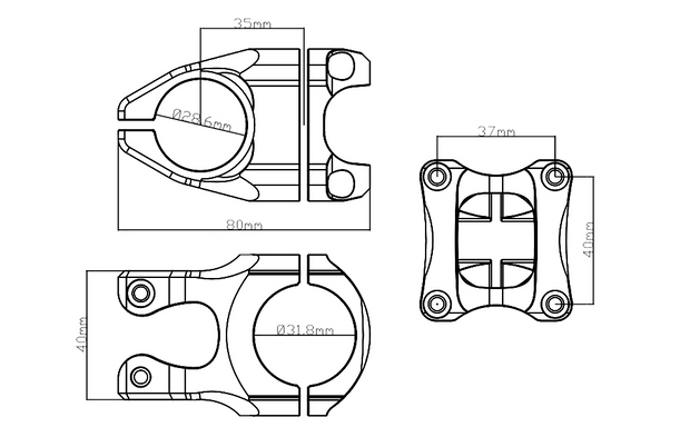 Black 35mm MTB Stem