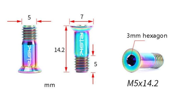 2Pcs M5X14.2mm Titanium Derailleur Jockey Wheel Bolts