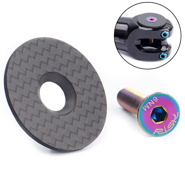 Carbon Fiber Headset Top Cap with Titanium Bolt